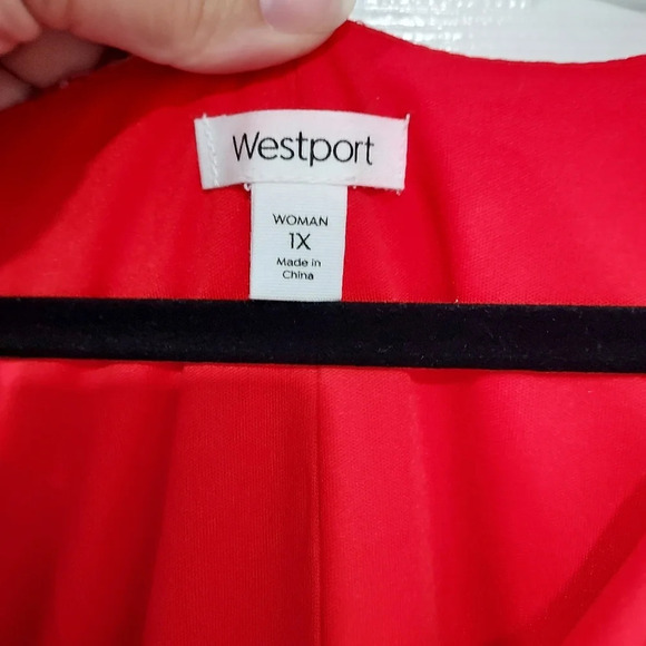 Westport Red & White Floral Embroidered A-Line Dress in Size 1X - Picture 2 of 9